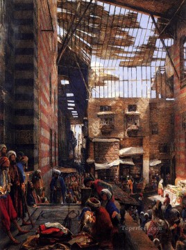 Una vista de la calle y la morque de Ghorreyah El Cairo John Frederick Lewis árabes Pinturas al óleo